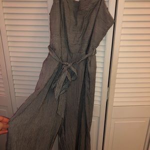 Black and White Striped Jumpsuit